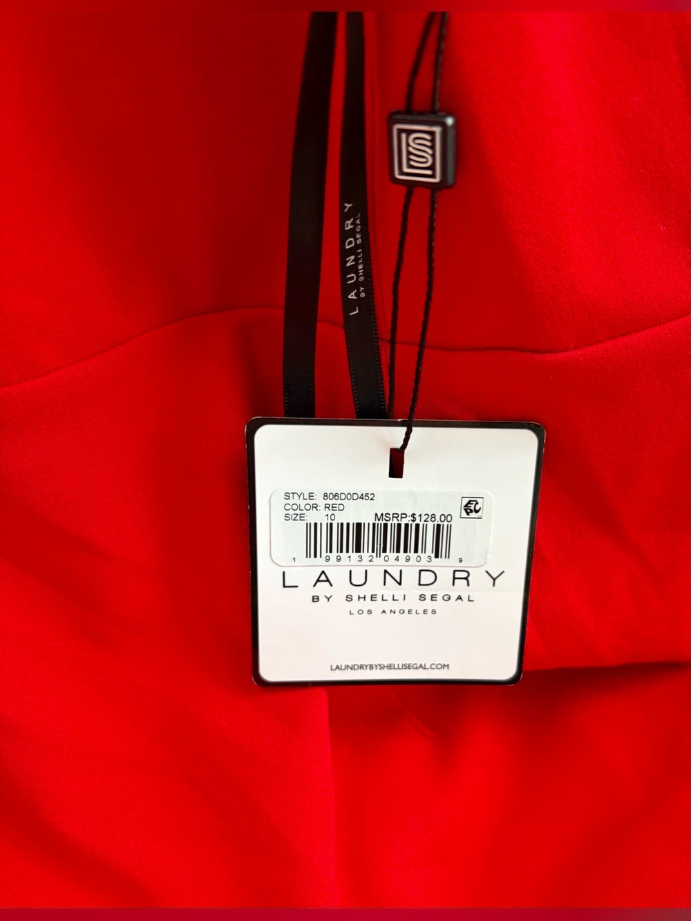 NWT LAUNDRY By Shelli Segal Vibrant Red Ruffle-Hem Mini Dress - Picture 4 of 4